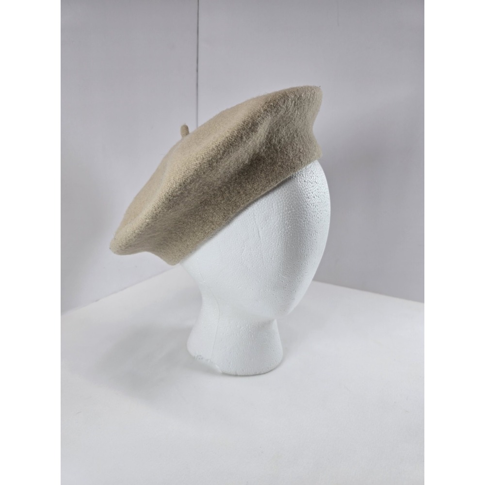 Woolmark Beige 100% New Wool Beret Hat Classic French Style Tan Cream